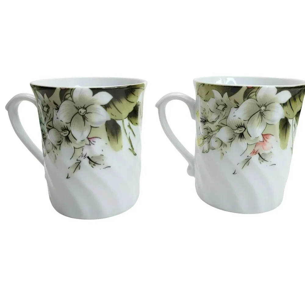 Sorelle Floral Coffee Mug Tea Cup Set Floral Fine Porcelain China Pretty! PD001 - Picture 6 of 10